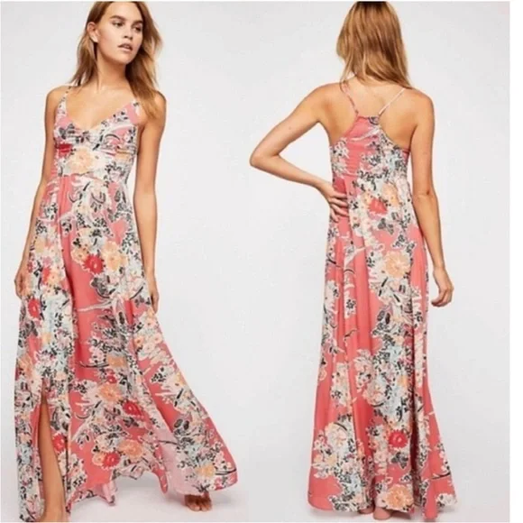 fitted lace wedding dress Bold Floral Print Knot Slip Dress – Gabi Swimwear main image 1